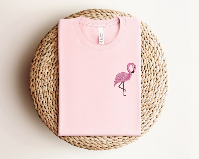 Embroidered Flamingo Shirt, Embroidered Pride Shirt, Flamingo Lover Shirt, Pride Shirt, Pride Festival Shirt, Pink Flamingo Shirt, Flamingo image 2