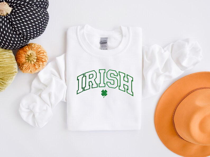 Embroidered St Patricks Day Sweatshirt, Embroidered Irish Sweatshirt, Embroidered Clover Shirt, Irish Shirt, Embroidered St Patricks Day Tee image 4