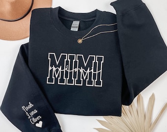 Embroidered Mimi Sweatshirt, Embroidered Custom Name Shirt, Embroidered Gift For Mimi Shirt, Mothers Day Gift, Cute Mimi Short Sleeve Shirt