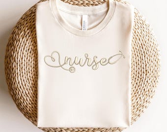 Embroidered Nurse T-shirt, Embroidered Nurse Sweatshirt, Embroidered Gift For Nurse, Cute Nurse Sweatshirt, Nursing School Shirt, Nurse Tee