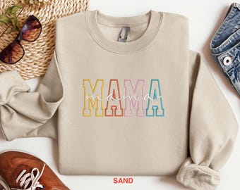 Embroidered Mama T-shirt, Embroidered Mama Shirt, Embroidered Gift For Mama Shirt, Mothers Day Gift, Cute Mama Sweatshirt, Mama T-shirt