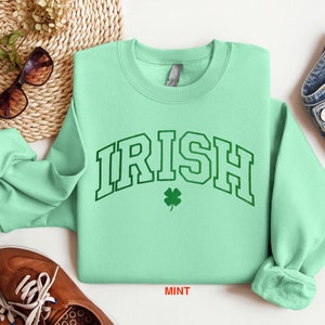 Embroidered St Patricks Day Sweatshirt, Embroidered Irish Sweatshirt, Embroidered Clover Shirt, Irish Shirt, Embroidered St Patricks Day Tee image 6
