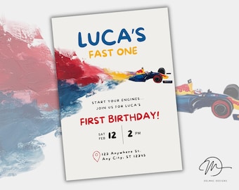 Editable Formula 1 Birthday Invitation Template – Customizable Racing Party Invite – Instant Download