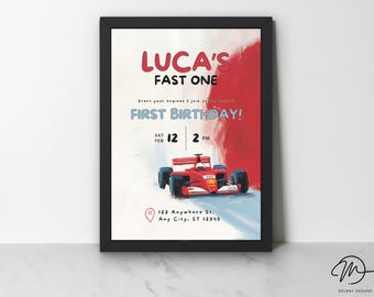 Editable Formula 1 Birthday Invitation Template – Customizable Racing Party Invite – Instant Download