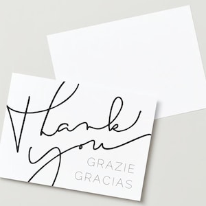 Minimal & Modern Multilingual Thank You Card Digital Download - English, Spanish, Italian
