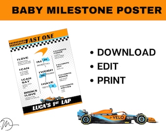 First Year Baby Milestone Poster | Instant Digital Download | Formula 1 Theme