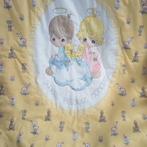 Unique, One of a Kind, RARE Precious Moments Baby Quilt, out of print front panel from the 80&#39;s, soft flannel back. One of a kind.