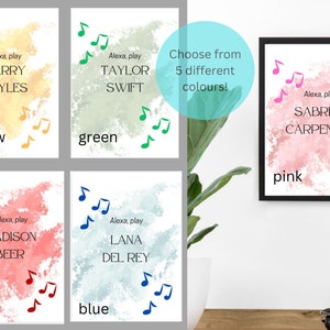 Custom Colour Music Artist Band Digital Wall Art | Print At Home | Wall Decor Birthday Music Gifts For Her| Music Wall Art Print