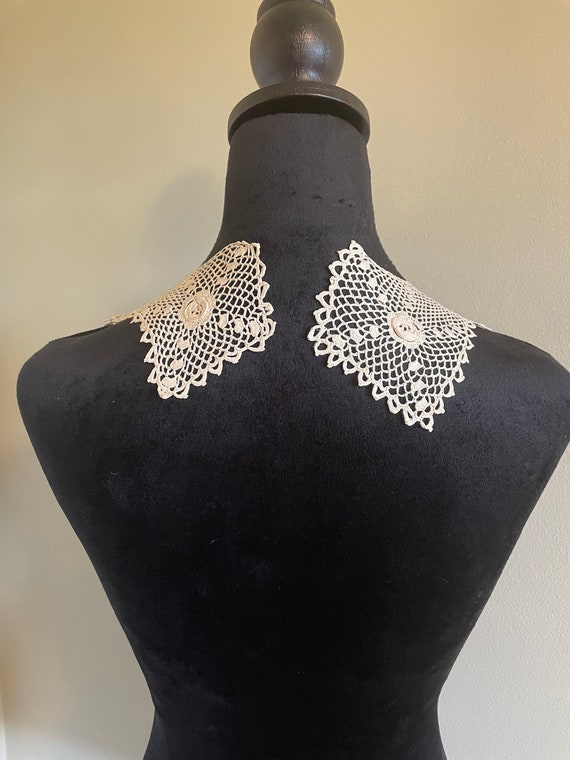 Vintage Detachable Lace Collar. Ecru cotton colla… - image 2