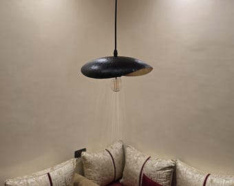 Handmade Hammered Brass Wavy Pendant Light – Organic Modern Sculptural Lamp