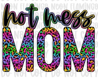 Hot Mess Mom DTF Transferfolie: 90er Jahre Mama Print