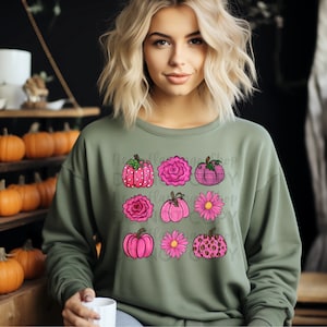 Pink Pumpkin Floral Collage DTF Transfer Autumn Fall DTF Transfer Barbiecore DTF Transfer Pink