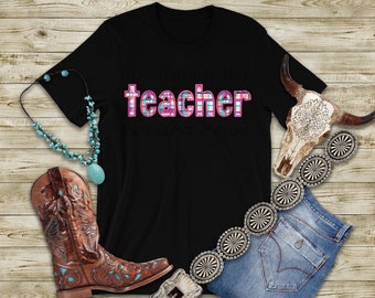 Teacher DTF Transfer Faux Embroidery DTF Transfer Pink Plaid DTF Transfer