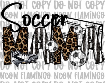 Soccer Mama DTF Transfer: Leopard Print Soccer Mom Shirt Design