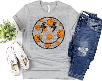 Glitter Basketball Face DTF Transfer: Sports Design