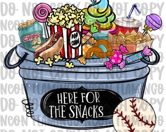 Here for the Snacks DTF Transfer: Baseball Mama Design