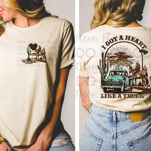 Herz wie ein LKW DTF Transfer Set | Country Musik DTF Transfer | Western Cowgirl DTF Transferfolie