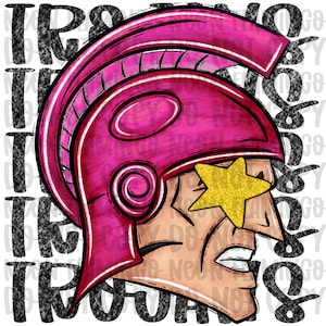 Preppy Pink Trojans-mascotte DTF - Ready to Press Transfer