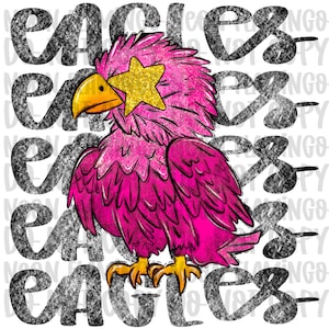 Eagles Preppy Pink Mascot DTF Football Mascot Direct to Film Eagles DTF School Mascot Direct to Film Preppy Pink Eagle DTF