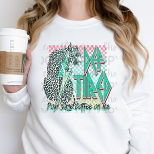 def tired DTF Transfer leopard coffe