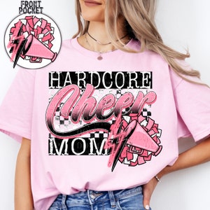 Transferência Hardcore Cheer Mom Back DTF, Transferência Mom DTF, Cheer DTF Transfer