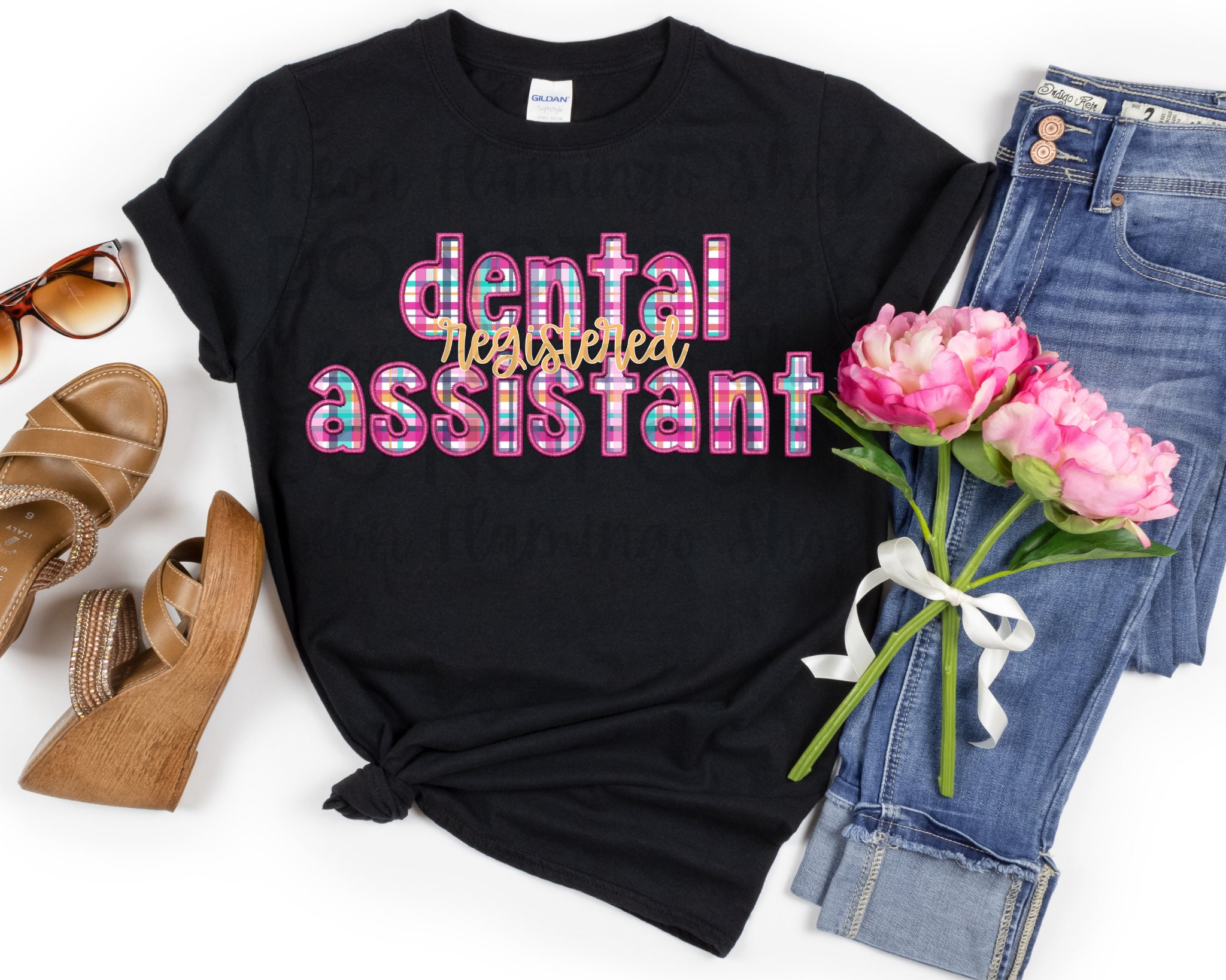 Registered Dental Assistant DTF Transfer: Faux Embroidery Design