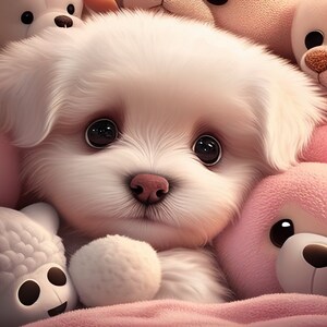 Fluffly Puppy Art Print - Original Artwork - Puppy Lover Gift Idea