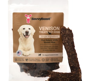 Venison Treats for Dogs – 5 oz - 100% Dehydrated Venison, Single Ingredient, Nothing Else!