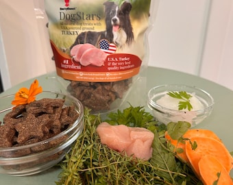 Handmade Organic Turkey Dog Treats: Crunchy Star Cookies (8oz)