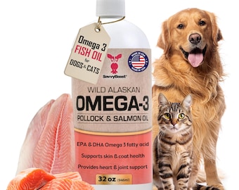 Wild-Caught Pollock Salmon Oil: Omega-3 Supplement for Dogs & Cats