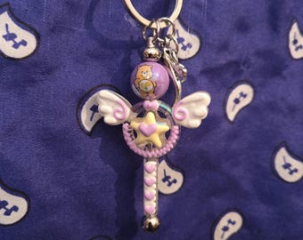 Care Bear Angel Wand Keychain, Kawaii Star Charm Accessory