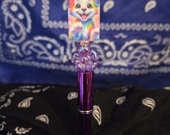 Rainbow Dog Beaded Pen, Colorful Character Pen, Fun Office Supplies