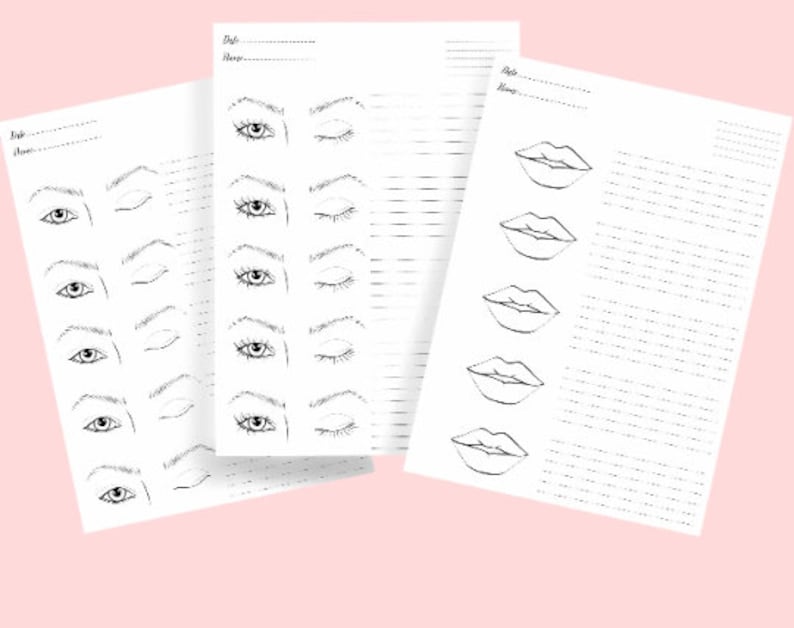 Makeup Face Chart, Printable Makeup Practice Sheet, Makeup Artist Template, Makeup Form, Makeup ...