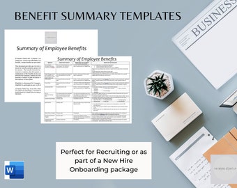BENEFIT SUMMARY for Recruiting or New Hire Onboarding (2 Versions included)