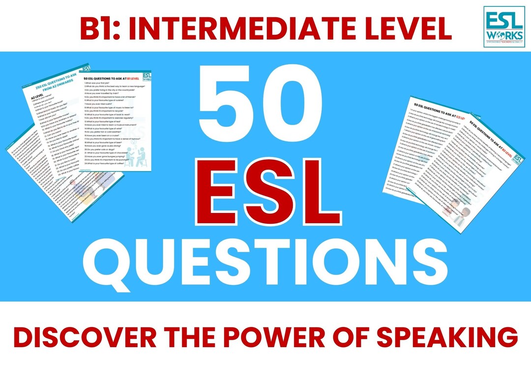 50 ESL QUESTIONS B1 Intermediate Speaking Practice Ideal for Online