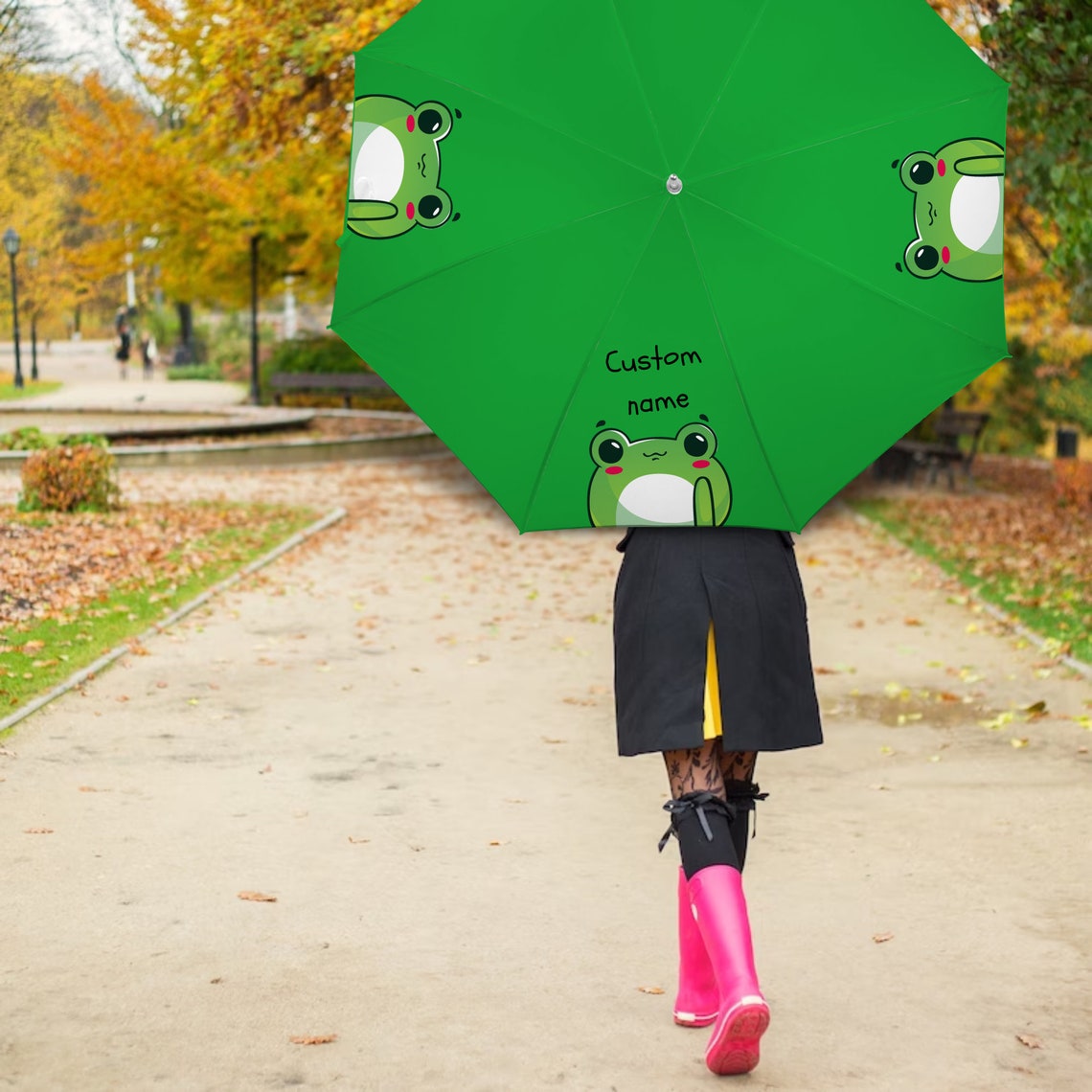 Personalized Child's Umbrella, Frog Umbrella, Custom Name Kids Umbrella
