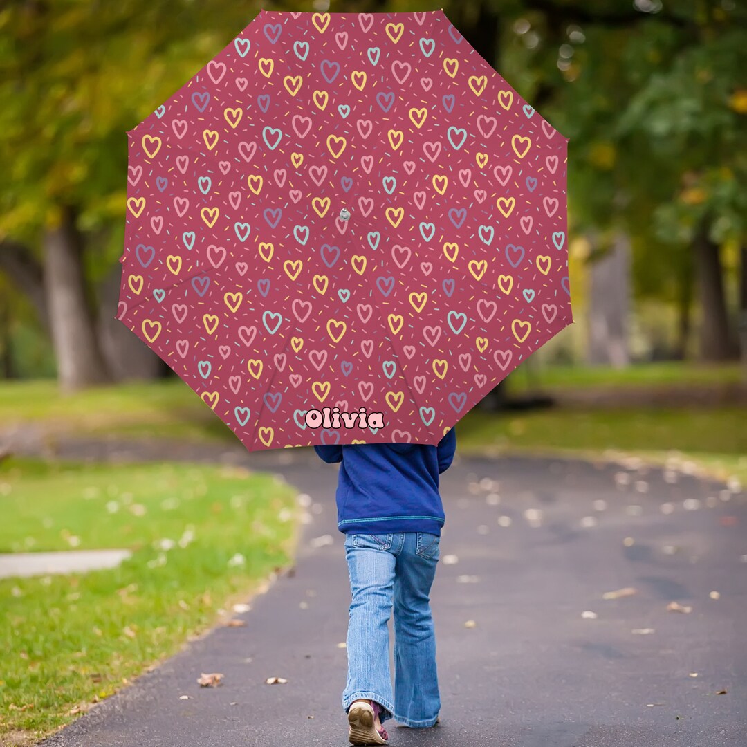 Personalized Name Umbrella, Valentine's Day Umbrella for Girls, Cute