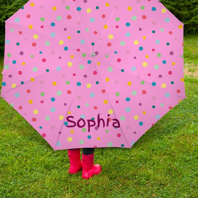 Personalized Child's Umbrella, Custom Name Kids Umbrella, Pink Polka Dot Umbrella for Girls. Etsy