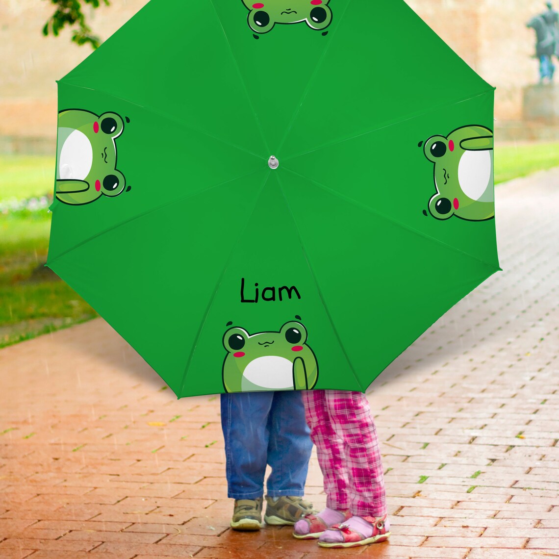 Personalized Child's Umbrella, Frog Umbrella, Custom Name Kids Umbrella