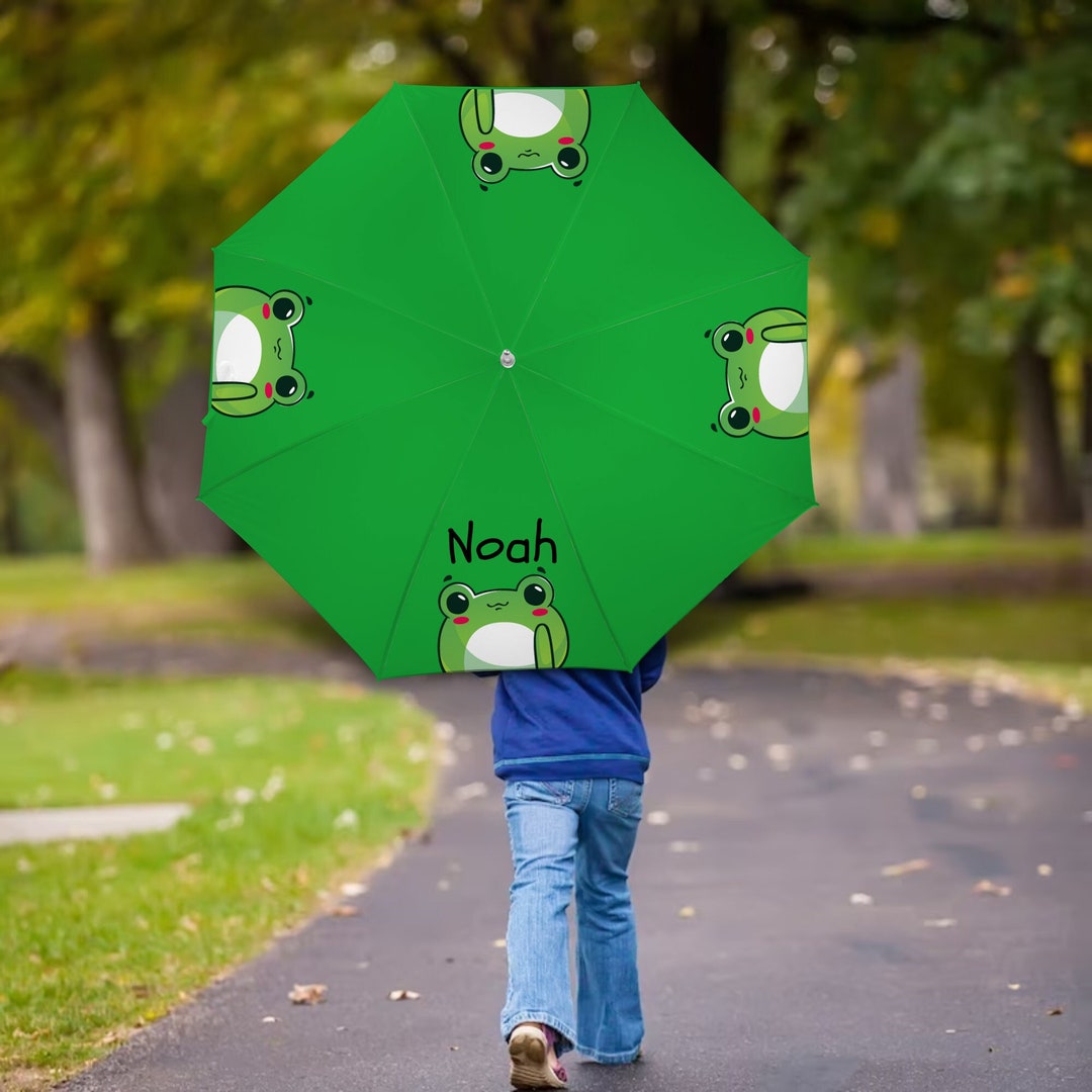 Personalized Child's Umbrella, Frog Umbrella, Custom Name Kids Umbrella ...