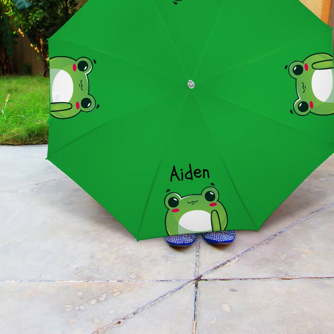Personalized Child's Umbrella, Frog Umbrella, Custom Name Kids Umbrella ...