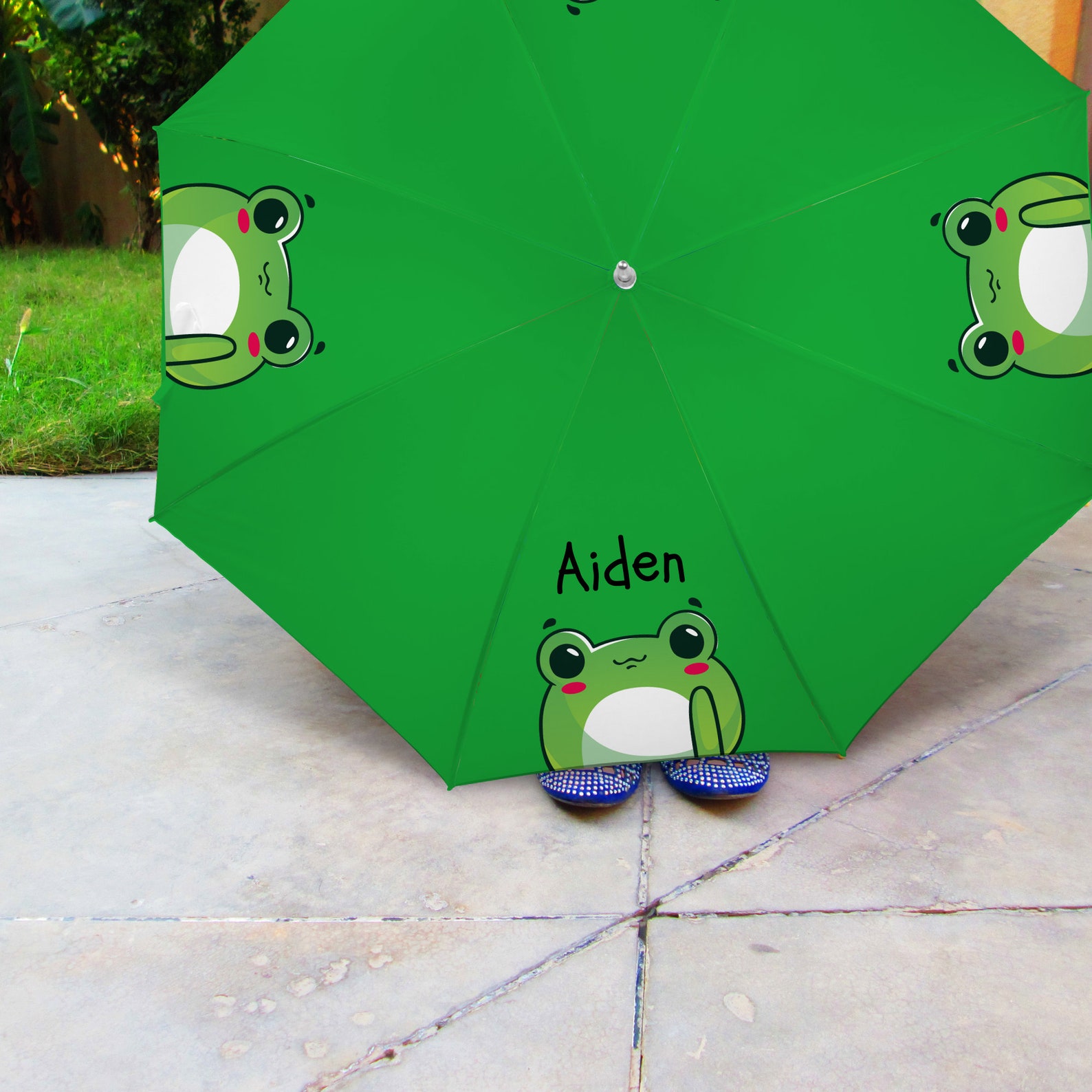 Personalized Child's Umbrella, Frog Umbrella, Custom Name Kids Umbrella ...