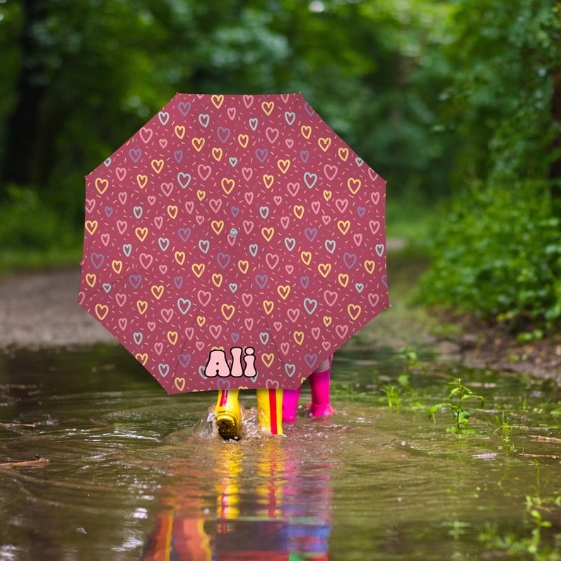 Personalized Name Umbrella, Valentine's Day Umbrella for Girls, Cute