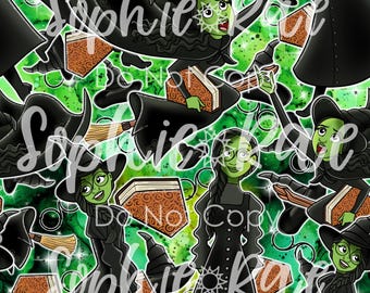 Green Witch Seamless Pattern