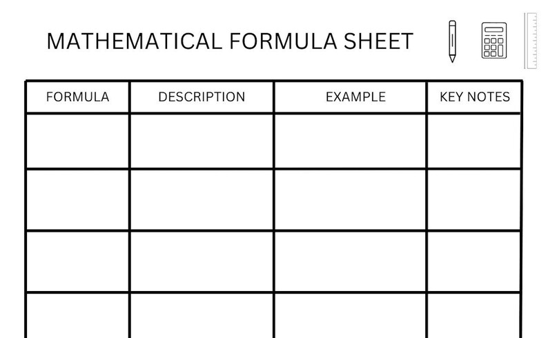 Simple Mathematical Formula Sheet Template, Digital, Minimalistic ...
