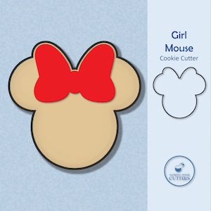 Cartoon Girl Mouse Head with Bow Cookie Cutter