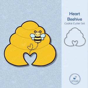 Bee Heart Hive Cookie Cutter -Cute Bumble Bee Cookies