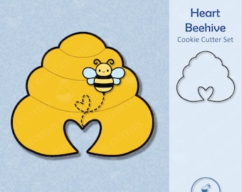 Bee Heart Hive Cookie Cutter – Bumble Bee Summer Cookies