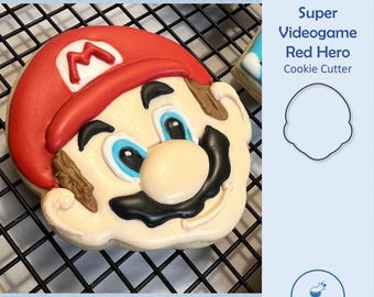 Super Video Game Inspired Red Hero Head Cookie Cutter
