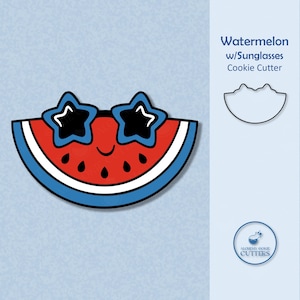 Watermelon with Sun Glasses Cookie Cutter - Independence Day Themed